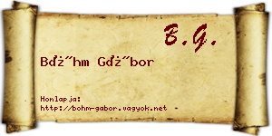 Bőhm Gábor névjegykártya
